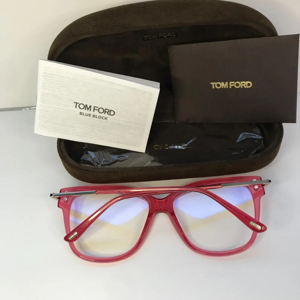 New Original Ford 5704 066 Transparent Red / Blue Block Eyeglasses TF5704 066
